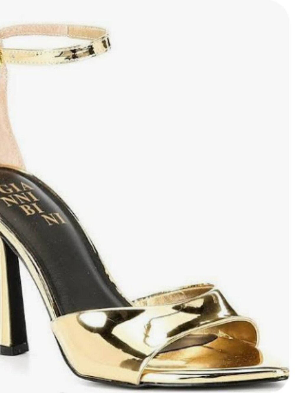 NWOT Gianni Bini, Grady Mirror Metallic Stileto Dress Sandal